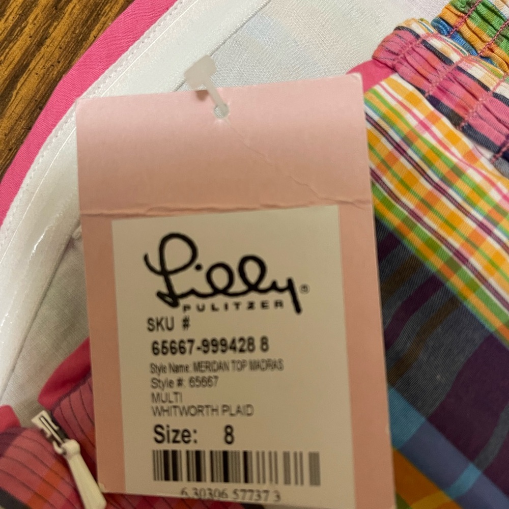Lilly Pulitzer Multicolor Plaid Strapless Top - Pink, Blue, Green, Yellow - Picture 3 of 3